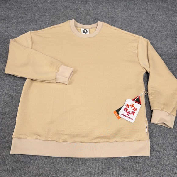 Obermeyer Sweatshirt Mens Large Tan Polartec Explorer Tech Crewneck Off Grid - Picture 2 of 13